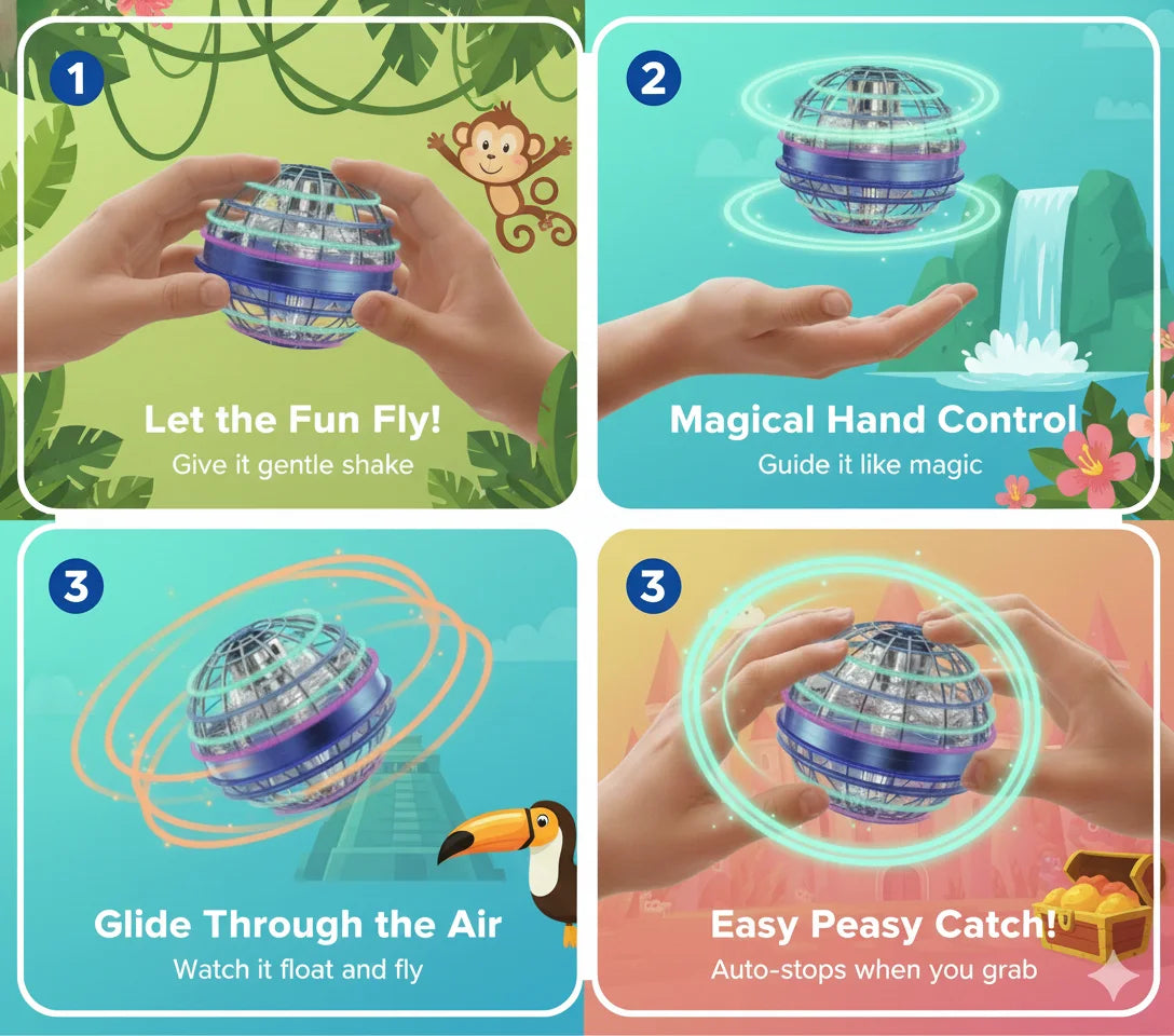 MagicFloater Gesture Controlled Flying Ball | 360° Hover Drone Toy with LED Lights | USB Rechargeable