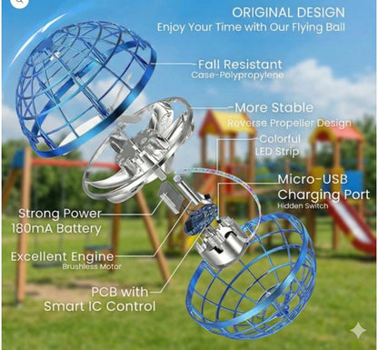 MagicFloater Gesture Controlled Flying Ball | 360° Hover Drone Toy with LED Lights | USB Rechargeable